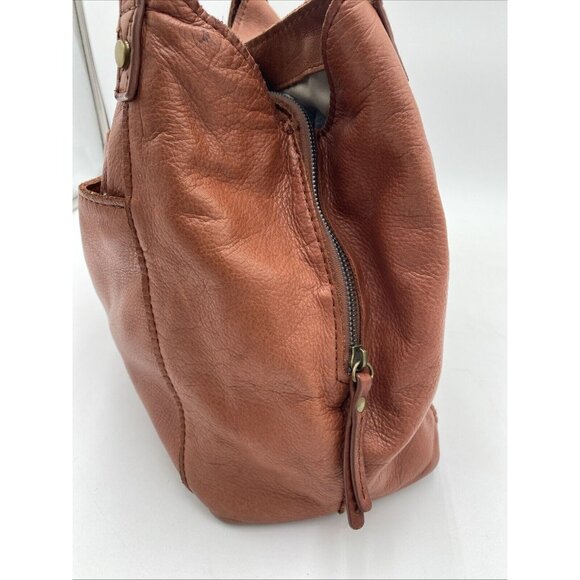American Leather Co Handbag Bag Soft Slouchy Brown Double Strap Purse Zipper - Picture 6 of 14
